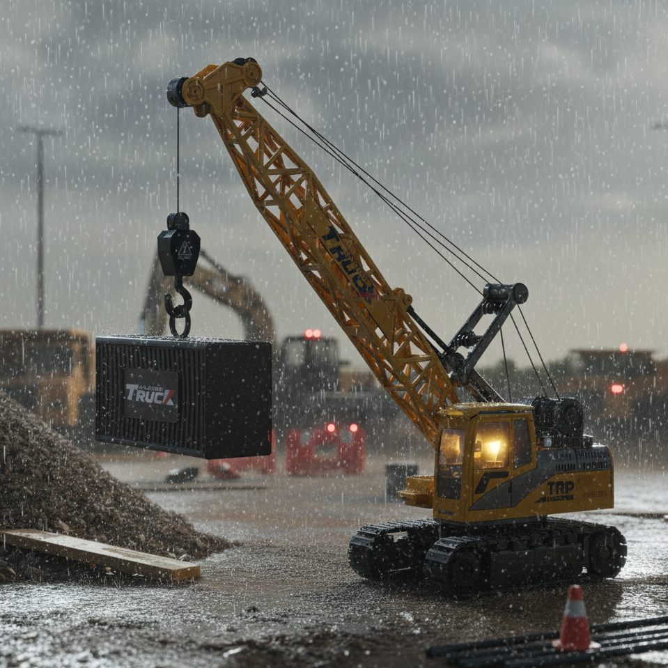 Grue Télécommandée RC 9 Canaux – Jouet de Chantier Réaliste avec Sons et Lumières pour Enfants