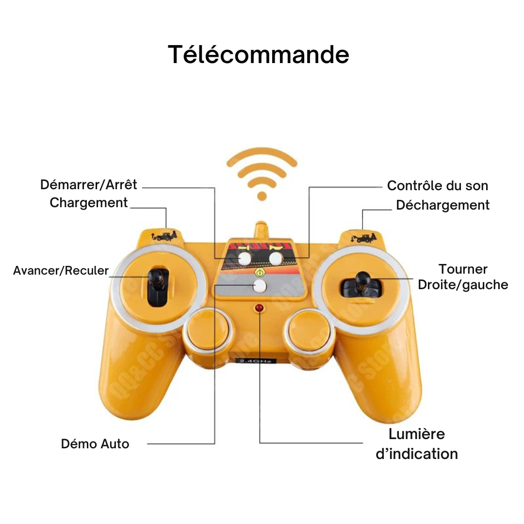 Pelleteuse Télécommandée JCB RC 1:20 – Tractopelle Double E avec sons, lumières et double fonction