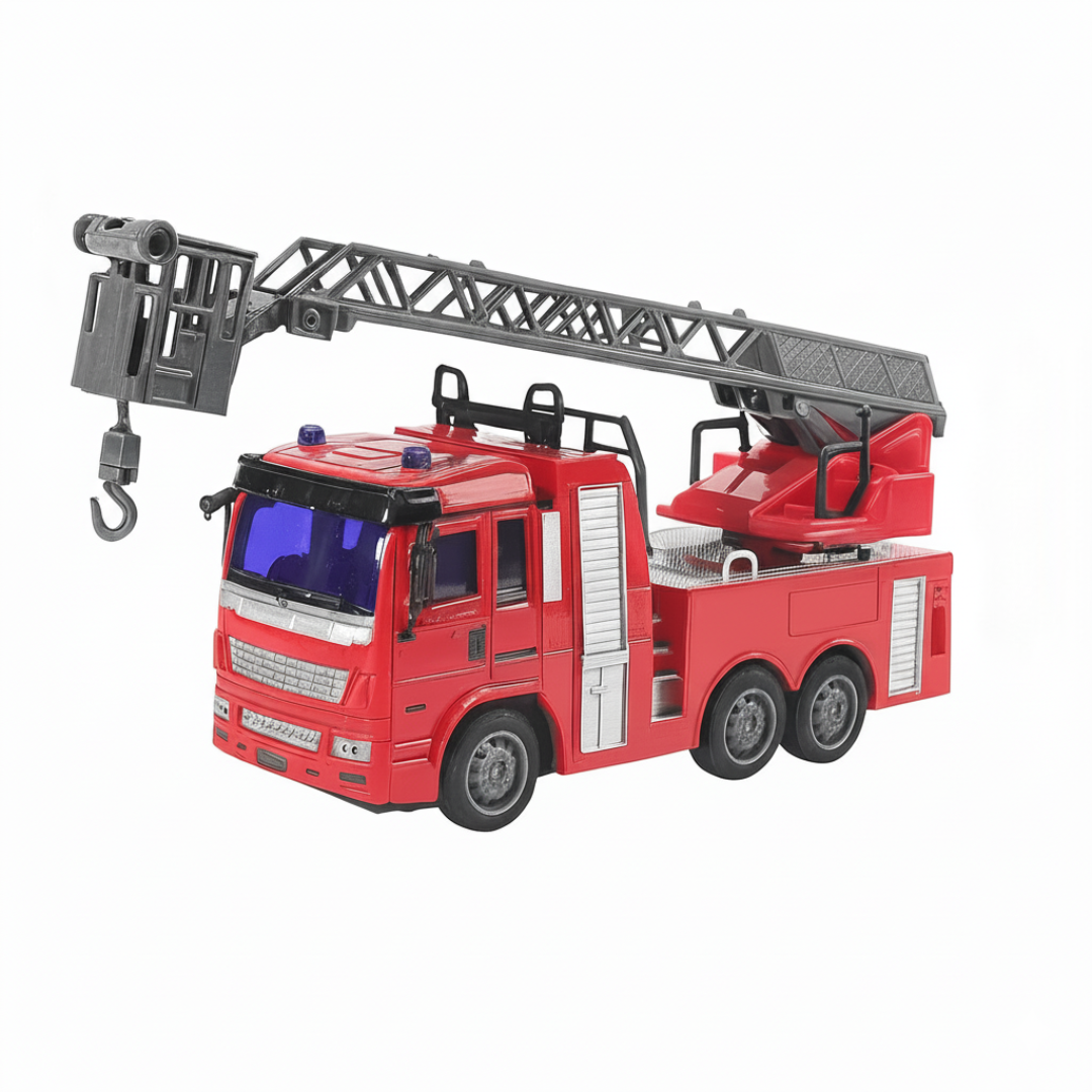 Camion de Pompier Télécommandé RC 1:32 – Jouet Électrique avec Échelle et Lumières