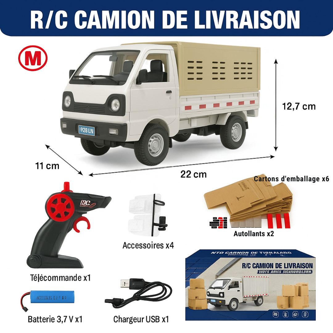 Camion Télécommandée 1:12 Cargo avec LED et Batterie Rechargeable