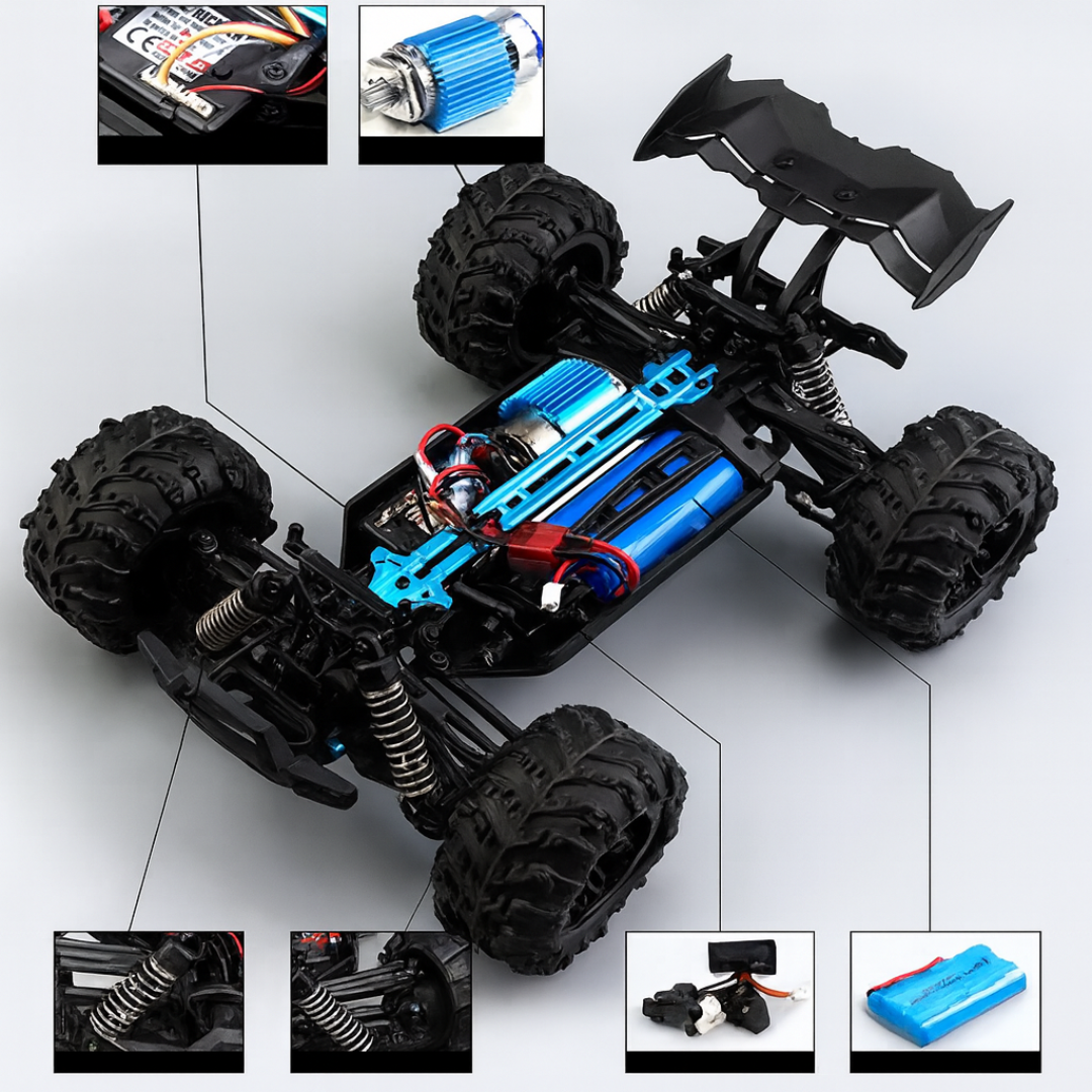 Voiture télécommandée 1:16 – Monster Truck 4WD 50 km/h, RC haute vitesse tout-terrain pour enfants et adultes
