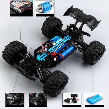 Voiture télécommandée 1:16 – Monster Truck 4WD 50 km/h, RC haute vitesse tout-terrain pour enfants et adultes
