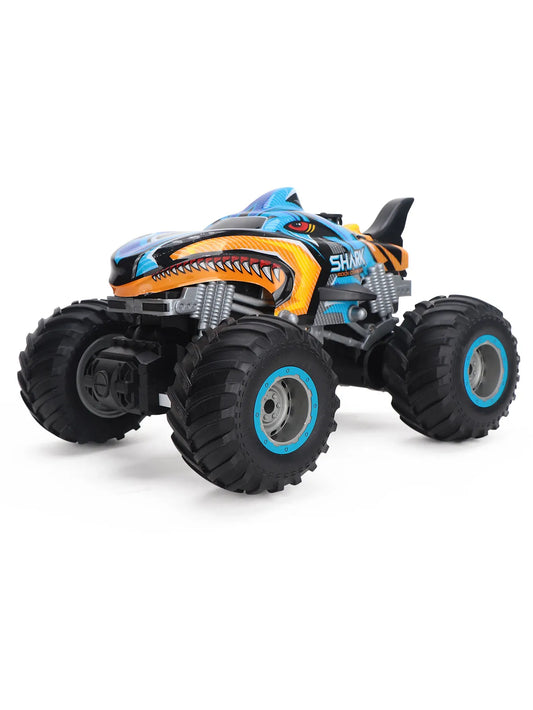 Monster Truck télécommandé Shark Bleue 1:16 – RC Tout-Terrain 4x4 avec batterie rechargeable