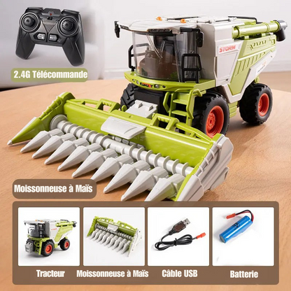 Tracteur Télécommandé RC Moissonneuse à Maïs 1:24 – 8 Canaux & Batterie Rechargeable