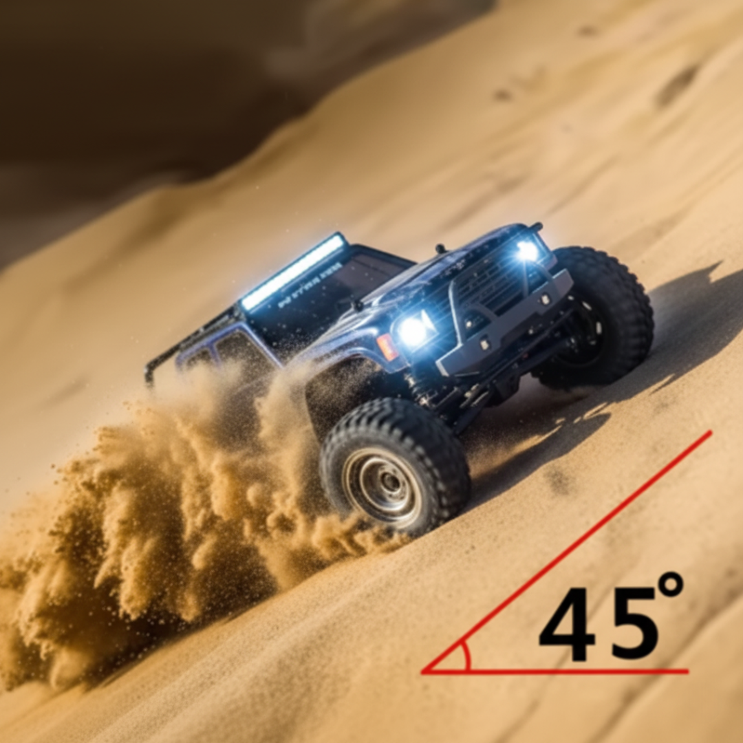 Voiture Télécommandée RC Tout-Terrain 1:16 - Jusqu’à 50 km/h - Moteur Haute Vitesse 4x4 avec LED