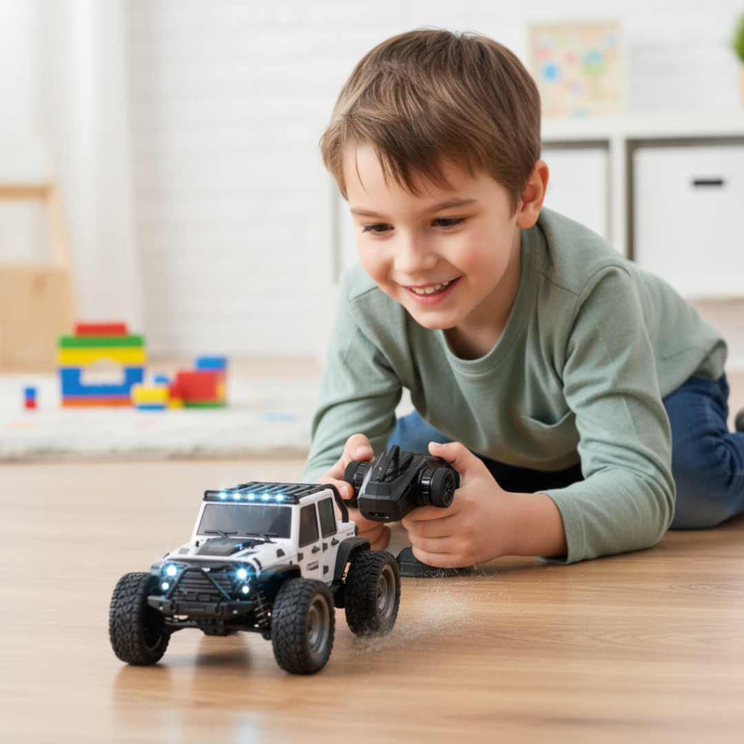 Voiture Télécommandée RC Tout-Terrain 1:16 - Jusqu’à 50 km/h - Moteur Haute Vitesse 4x4 avec LED
