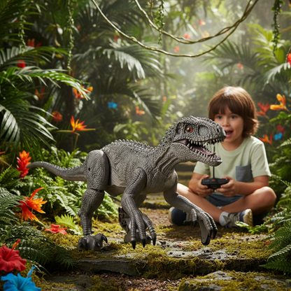 Dinosaure Télécommandé Carnivore RC Gris – Jouet Interactif avec Télécommande