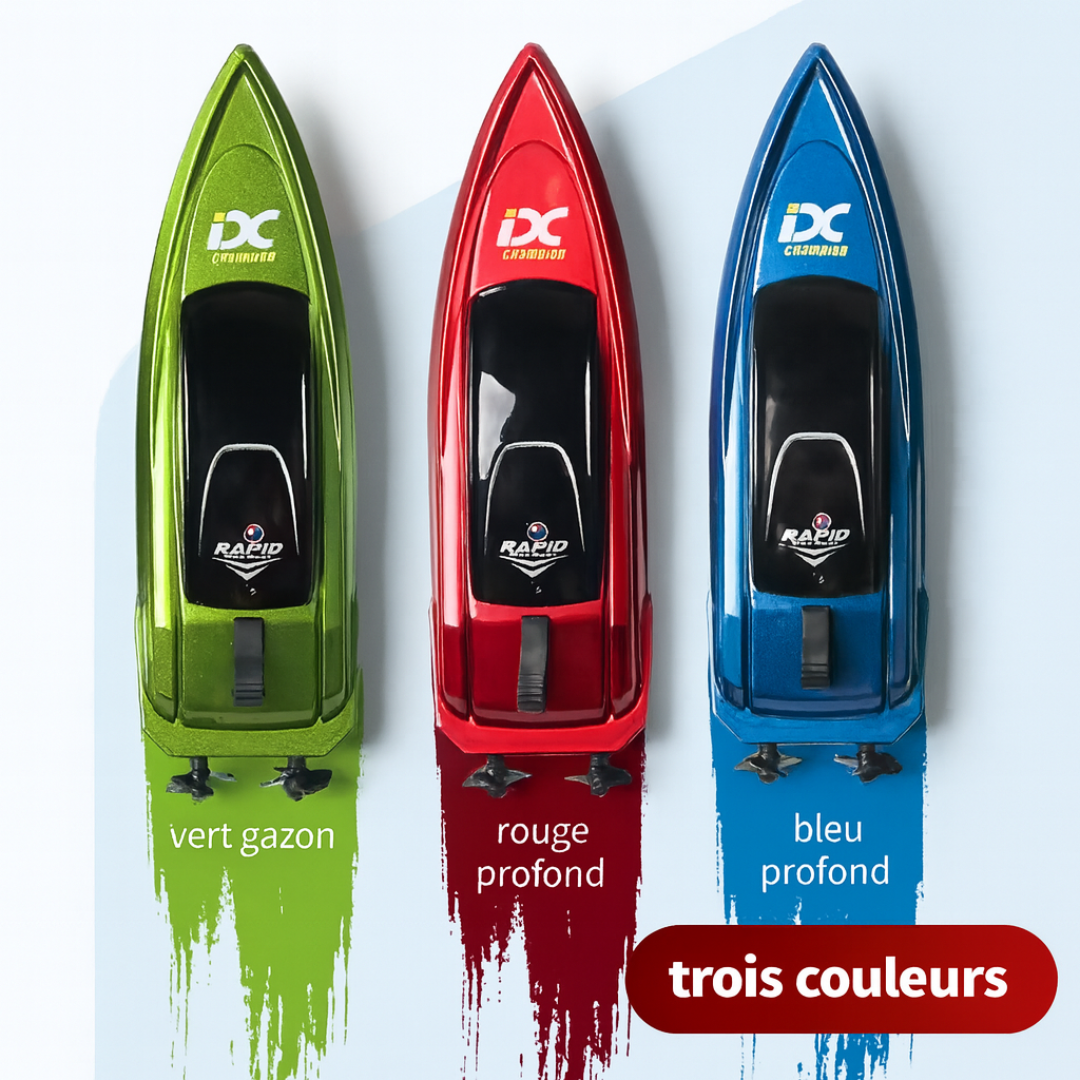 Mini Bateau Télécommandé Rouge avec LED – Haute Vitesse 5 km/h | Jouet Été Piscine Enfant