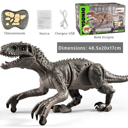 Dinosaure Télécommandé Carnivore RC Gris – Jouet Interactif avec Télécommande