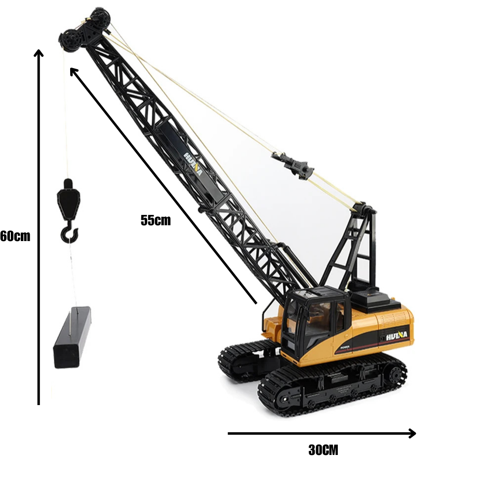 Grue Télécommandée HUINA 572 – Crochet Métal, Rotation 680°, Chenilles tout terrain