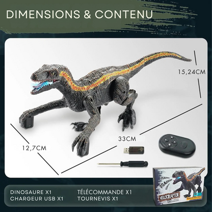 Dinosaure Télécommandé Velociraptor Vert avec Lumières et Sons – Jouet RC Réaliste pour Enfants
