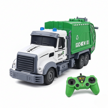 Camion d’Assainissement Télécommandé avec Lumières et Sons – Véhicule RC 6 Canaux pour Enfants – Jouet Camion Benne Électrique 1:20