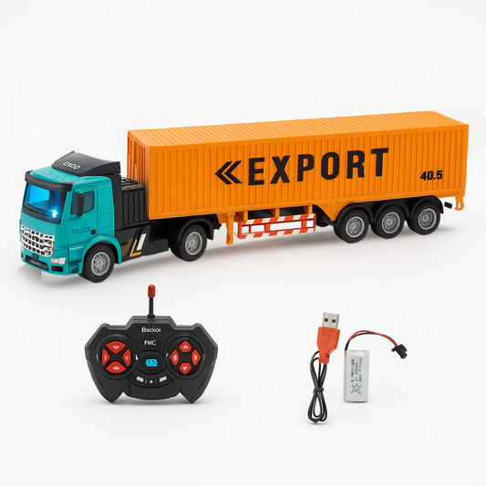 Camion Télécommandé RC – Semi-Remorque à Benne Basculante avec Lumières et Télécommande Rechargeable