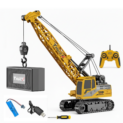 Grue Télécommandée RC 9 Canaux – Jouet de Chantier Réaliste avec Sons et Lumières pour Enfants