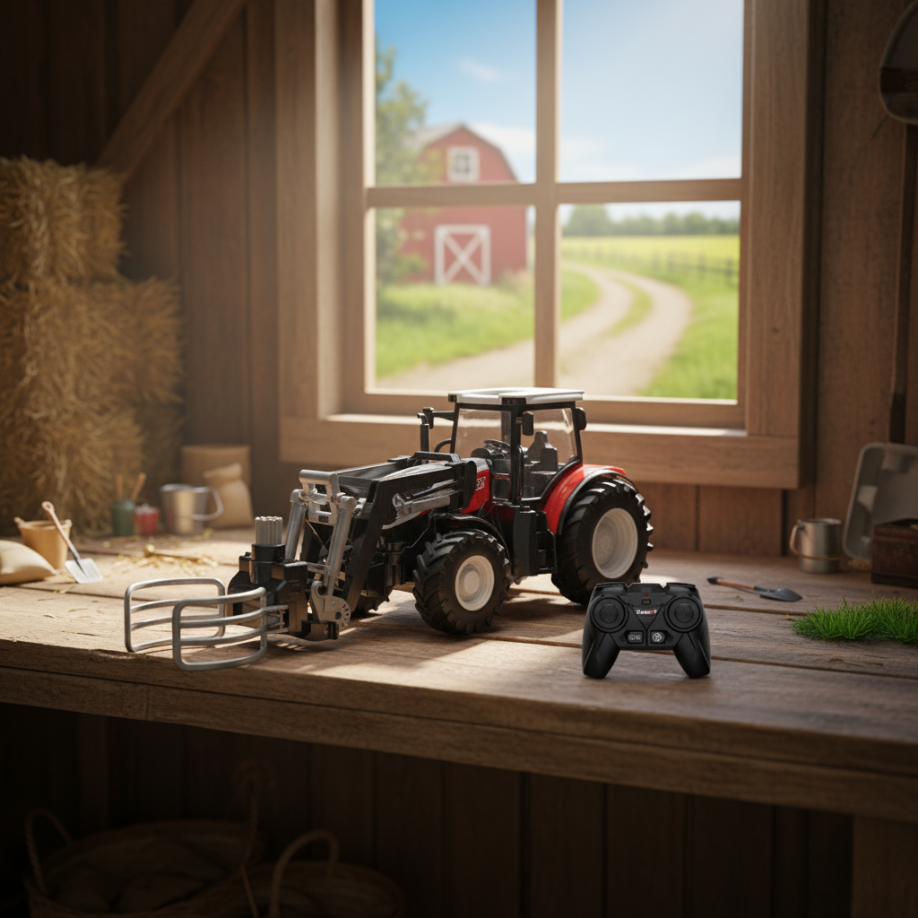 Tracteur Agricole Télécommandé 1:24 avec Lumières – Jouet RC Éducatif pour Enfants