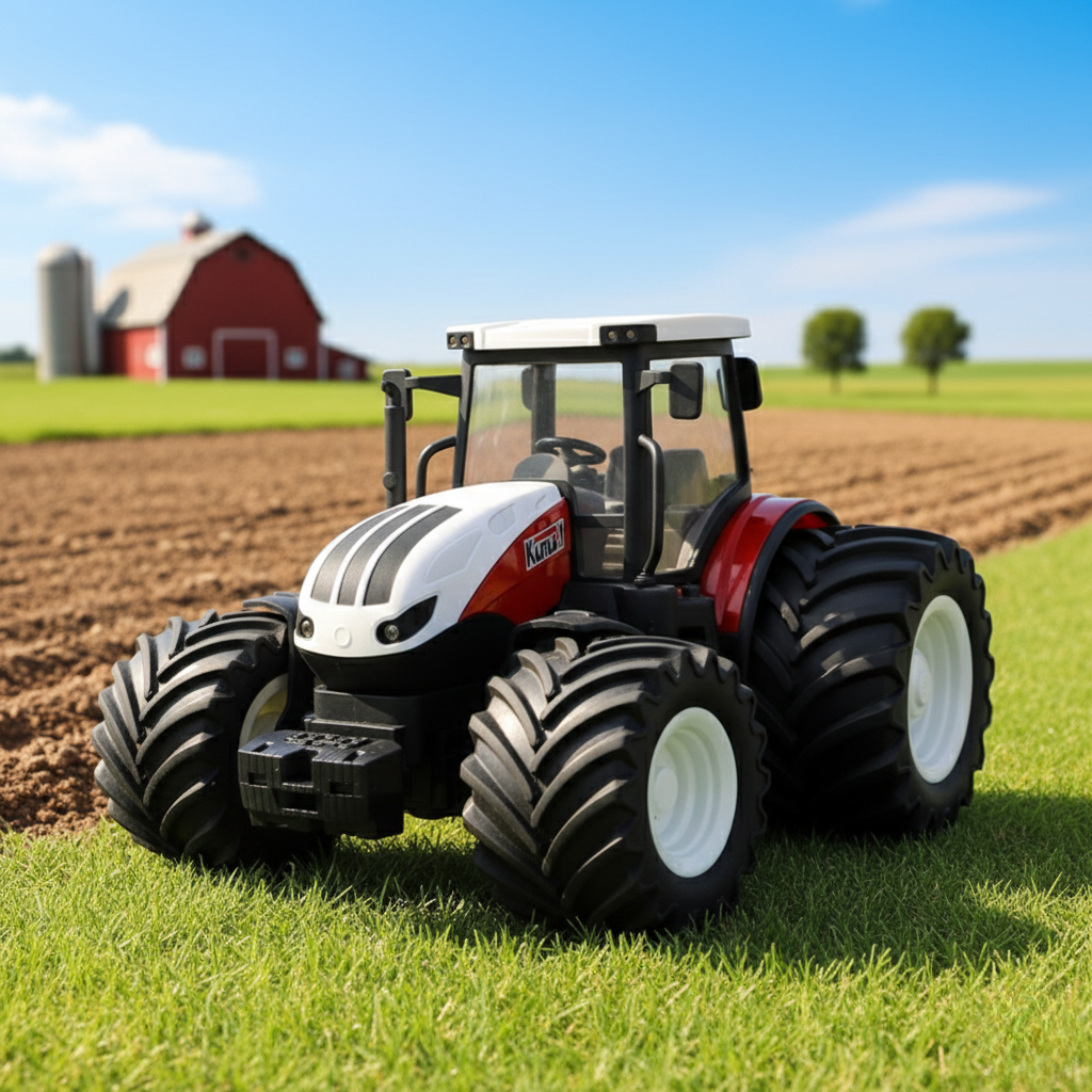 Tracteur Télécommandé RC 1:24 – 6 Canaux, Pneus Antichocs & Batterie Rechargeable