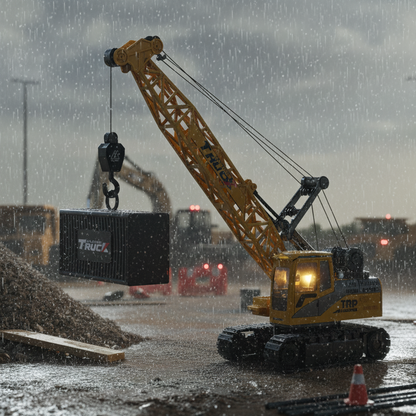 Grue Télécommandée RC 9 Canaux – Jouet de Chantier Réaliste avec Sons et Lumières pour Enfants