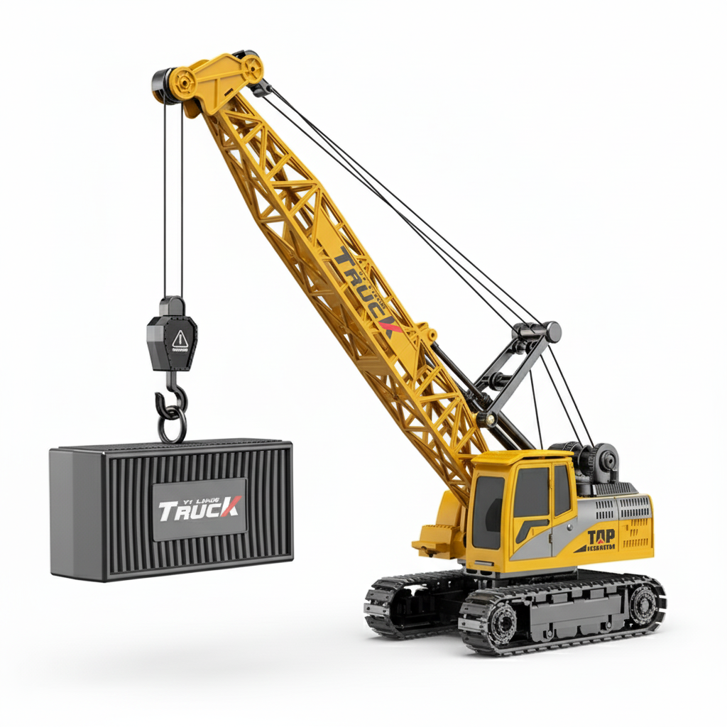 Grue Télécommandée RC 9 Canaux – Jouet de Chantier Réaliste avec Sons et Lumières pour Enfants