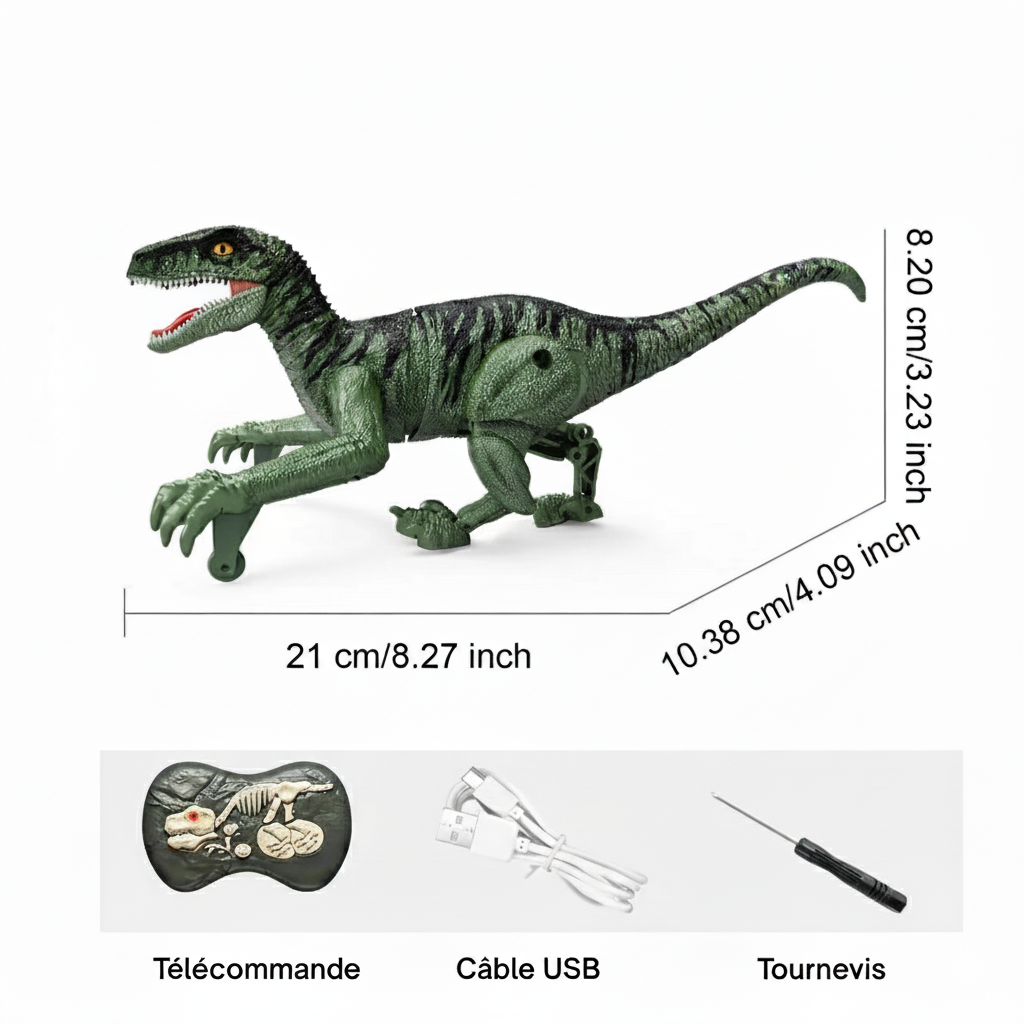 Dinosaure Télécommandé RC SM016S Vert – Jouet Interactif avec Lumières et Sons