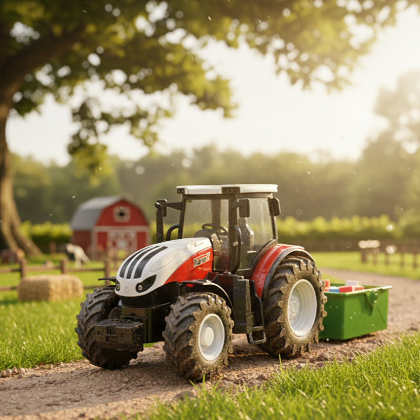 Tracteur Agricole Télécommandé 1:24 avec Lumières – Jouet RC Éducatif pour Enfants