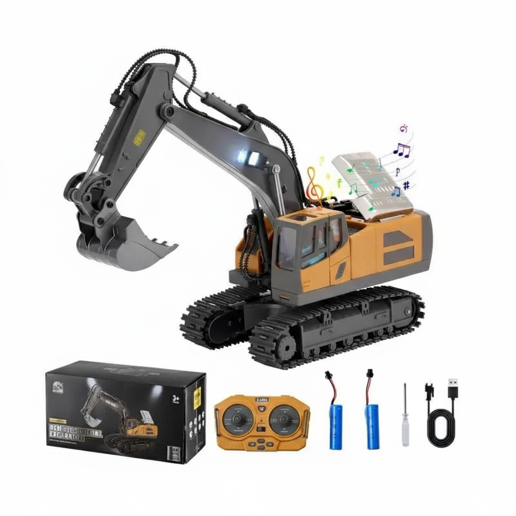 Pelleteuse Télécommandée RC 1:20 – Excavatrice 11 canaux avec batterie rechargeable