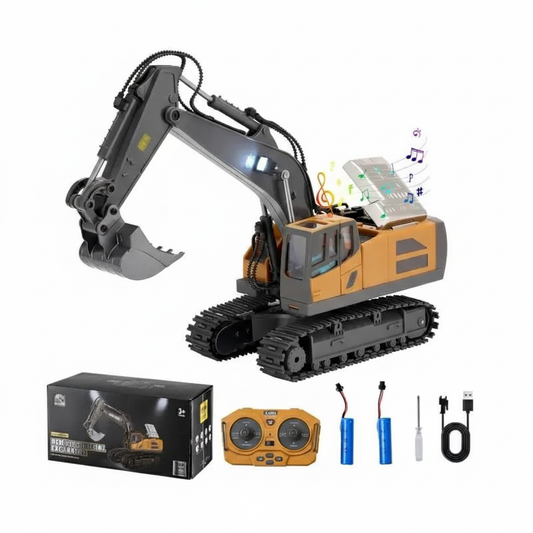 Pelleteuse Télécommandée RC 1:20 – Excavatrice 11 canaux avec batterie rechargeable