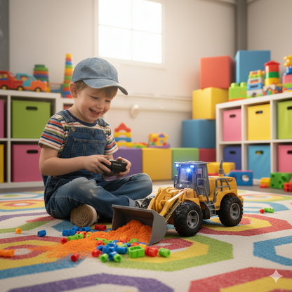 Pelleteuse Télécommandée RC 1:30 – Bulldozer 6CH 4x4 avec LED réalistes