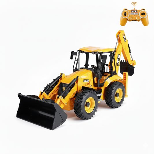 Pelleteuse Télécommandée JCB RC 1:20 – Tractopelle Double E avec sons, lumières et double fonction