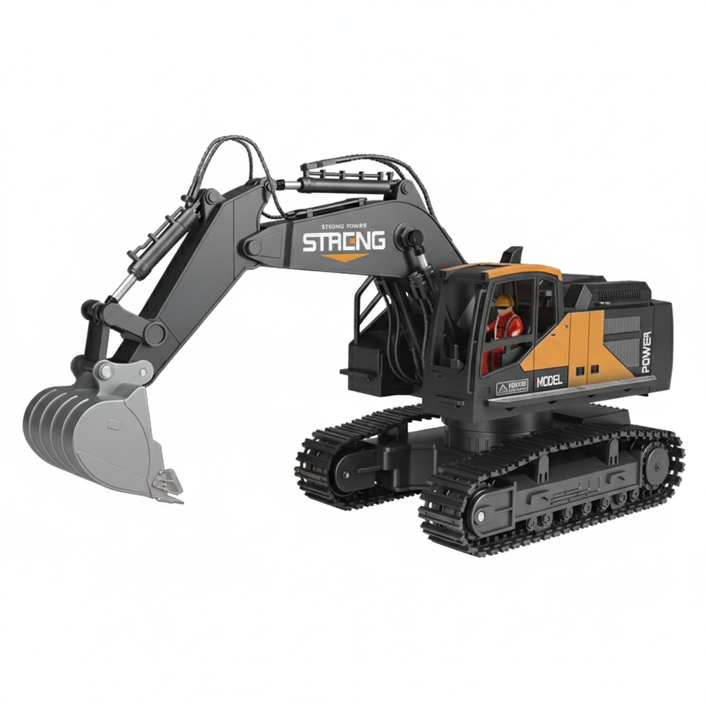 Pelleteuse Télécommandée ZWN 1:16 – Excavatrice RC 16 Canaux avec Lumières, Sons et Effets Réalistes