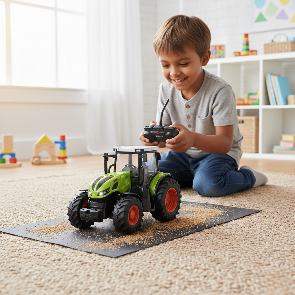 Tracteur Télécommandé RC 1:24 en Alliage – 6 Canaux, Lumières & Batterie Rechargeable