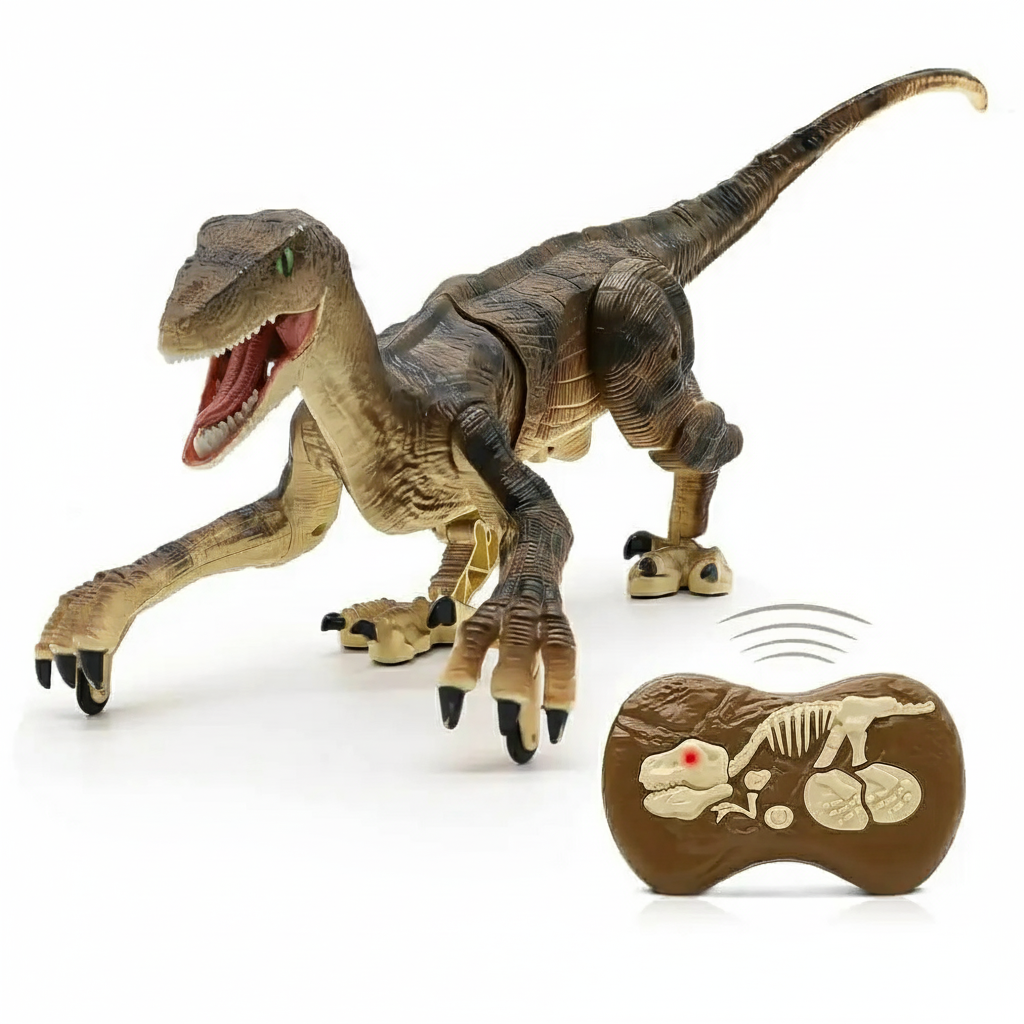 Dinosaure Télécommandé RC DZQ Marron – Jouet Interactif avec Sons et Mouvements Réalistes