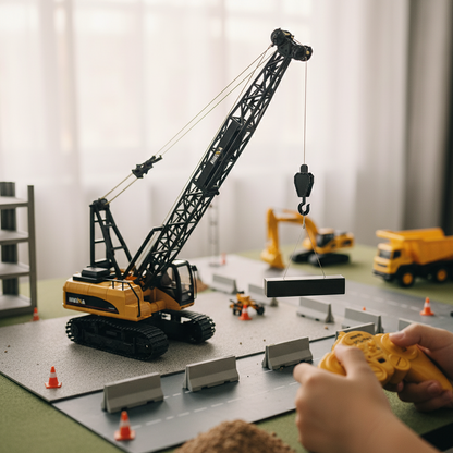 Grue Télécommandée HUINA 572 – Crochet Métal, Rotation 680°, Chenilles tout terrain