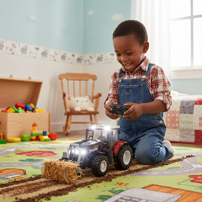 Tracteur Agricole Télécommandé 1:24 avec Lumières – Jouet RC Éducatif pour Enfants