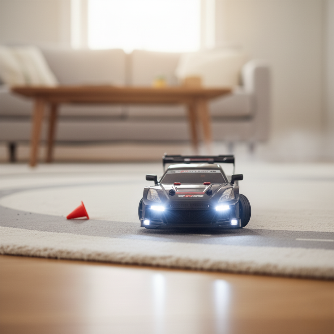 Voiture télécommandée Drift Mustang 1:24 – 4WD, LED, Haute Vitesse RC avec pneus remplaçables