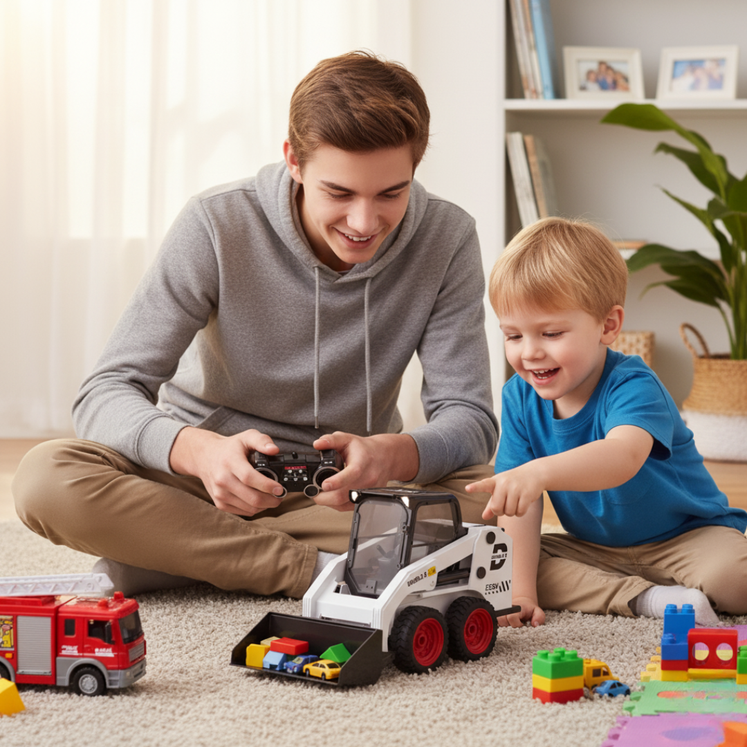 Pelleteuse Télécommandée Double E E594 1:14 – Chargeur RC réaliste avec lumières et sons