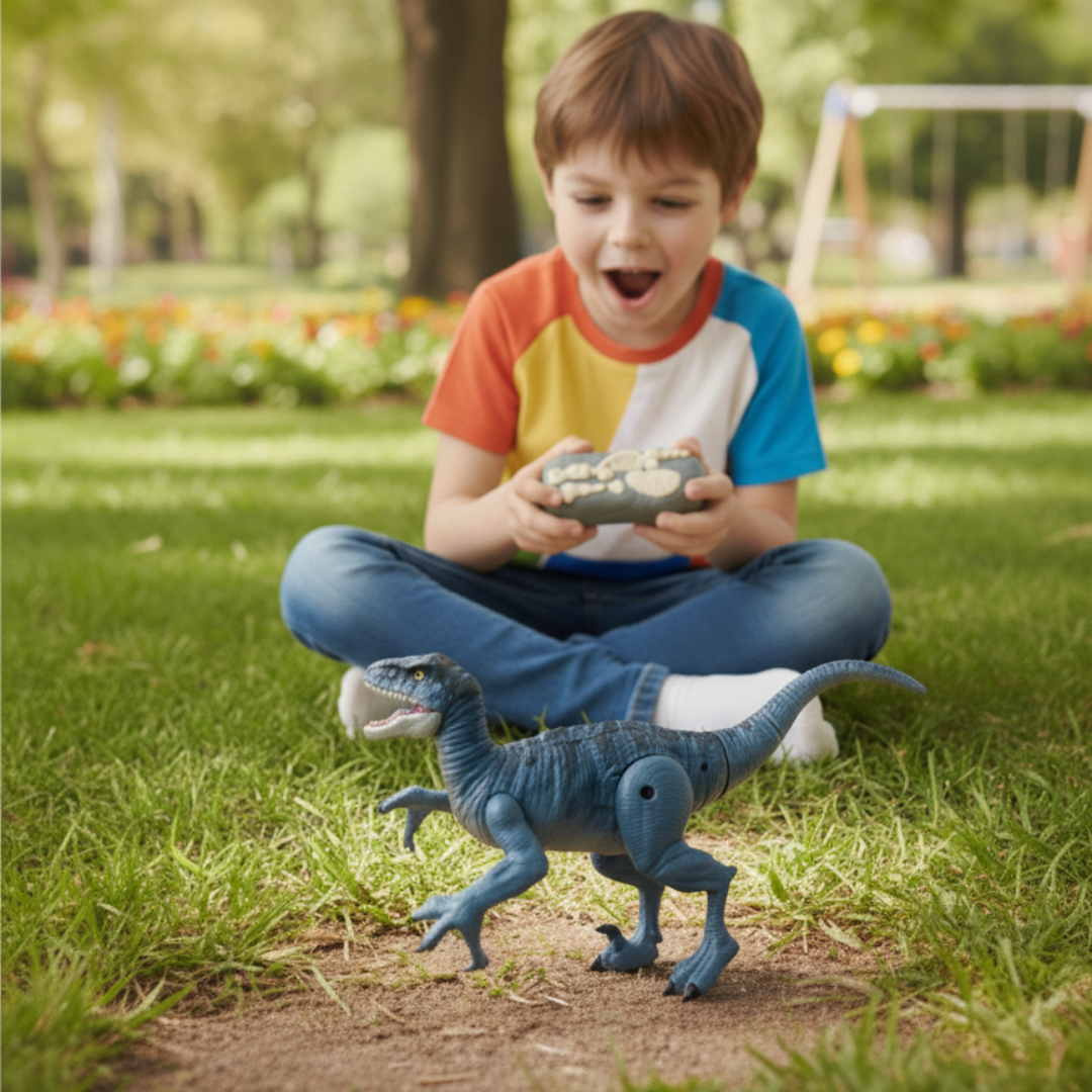Dinosaure Télécommandé RC SM016S Bleu – Jouet Interactif avec Lumières et Sons