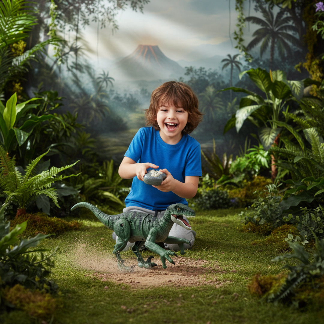 Dinosaure Télécommandé RC SM016S Vert – Jouet Interactif avec Lumières et Sons