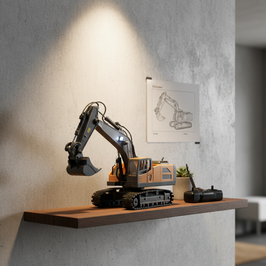 Pelleteuse Télécommandée RC 1:20 – Excavatrice 11 canaux avec batterie rechargeable