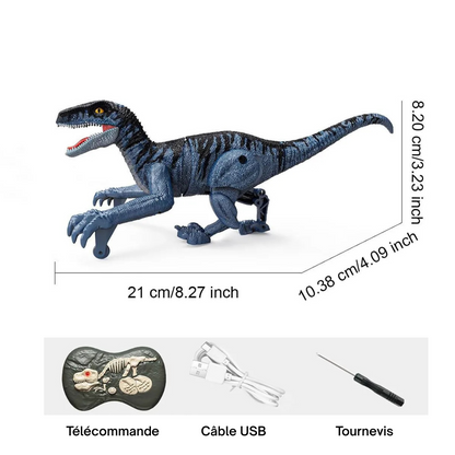 Dinosaure Télécommandé RC SM016S Bleu – Jouet Interactif avec Lumières et Sons