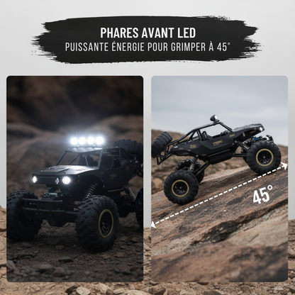 Voiture Monster Truck Télécommandé Haute Vitesse 1:12 – 25 km/h, Tout-Terrain, LED, Suspension Antichoc