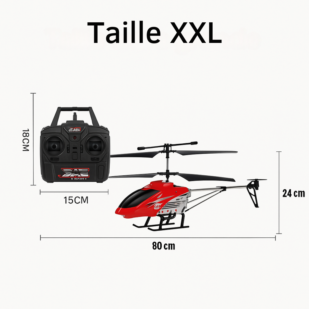 Hélicoptère Télécommandé Gris Grande Taille 80 cm – RC Durable 3,5 Canaux avec Lumières LED, Jouet Drone Électrique pour Enfants et Adultes