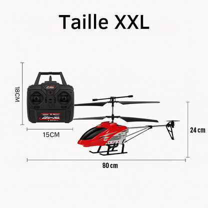 Hélicoptère Télécommandé Gris Grande Taille 80 cm – RC Durable 3,5 Canaux avec Lumières LED, Jouet Drone Électrique pour Enfants et Adultes
