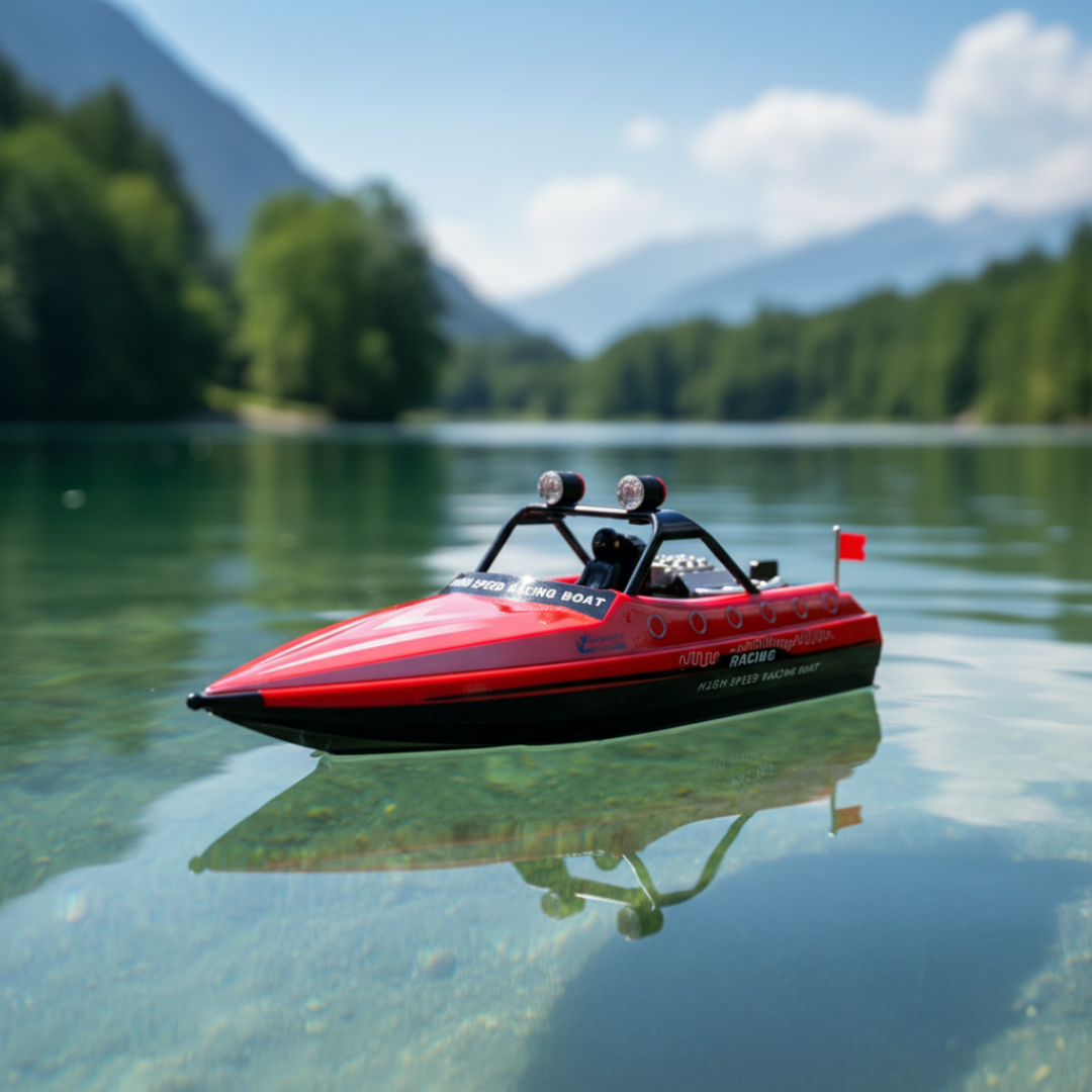 Bateau Télécommandé Électrique Rouge Haute Vitesse 2.4G Étanche - 16 km/h