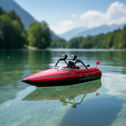 Bateau Télécommandé Électrique Rouge Haute Vitesse 2.4G Étanche - 16 km/h