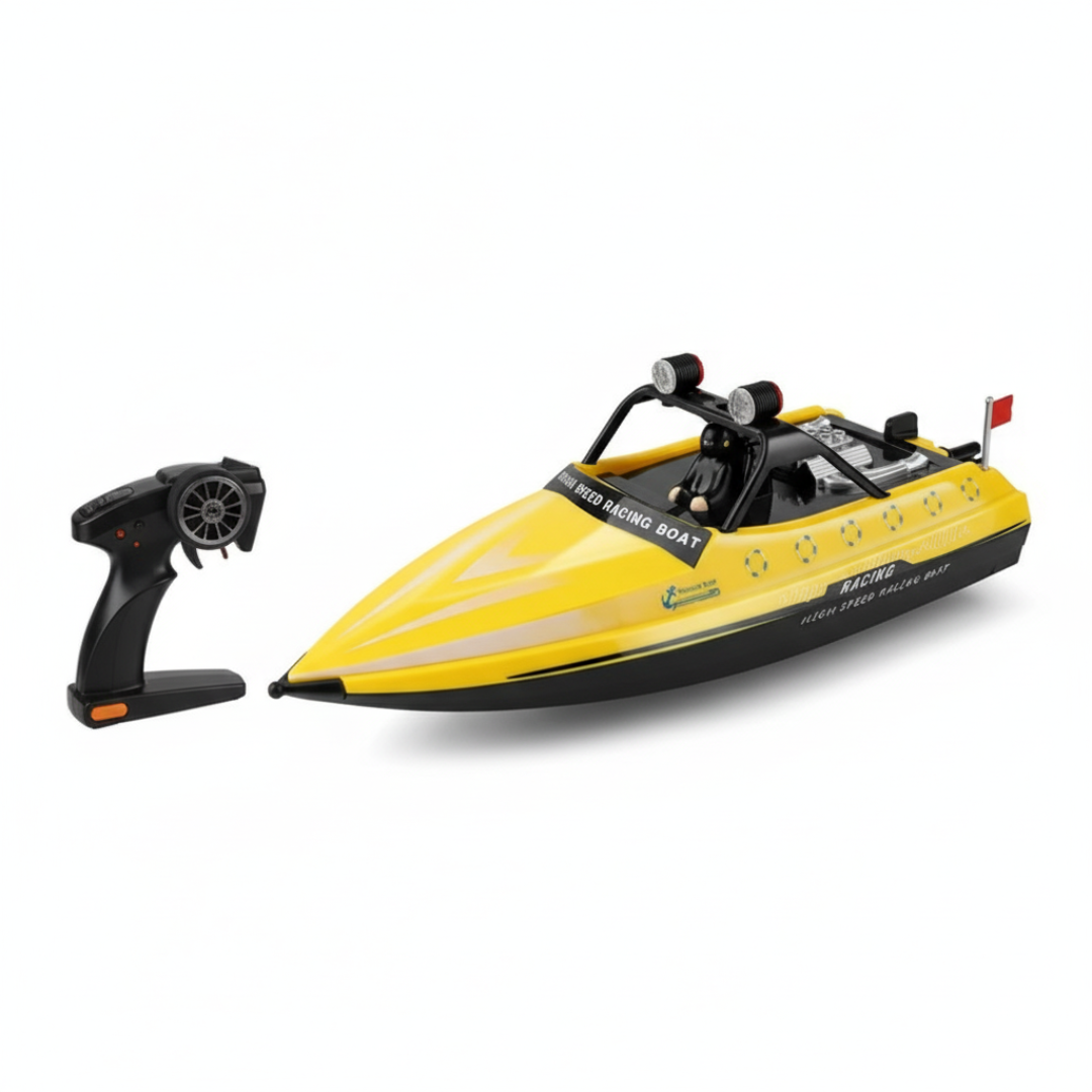 Bateau Télécommandé Électrique Jaune Haute Vitesse 2.4G Étanche - 16 km/h