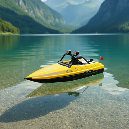 Bateau Télécommandé Électrique Jaune Haute Vitesse 2.4G Étanche - 16 km/h