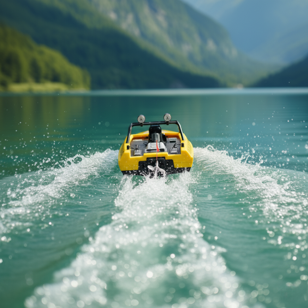 Bateau Télécommandé Électrique Jaune Haute Vitesse 2.4G Étanche - 16 km/h