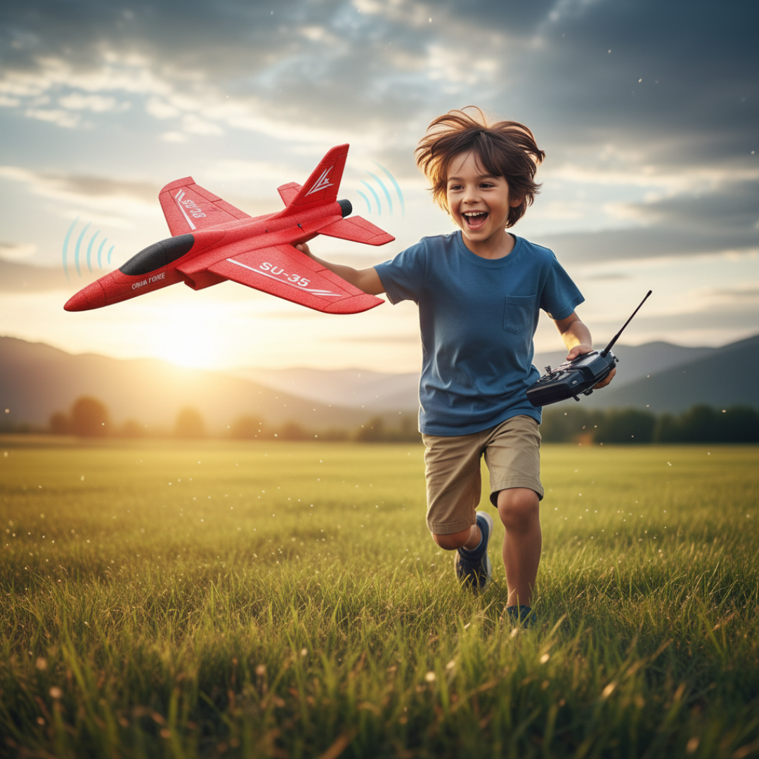 Avion Télécommandé SU-35 en mousse pour enfant – Télécommande 2.4G, prêt à voler, résistant et facile à piloter