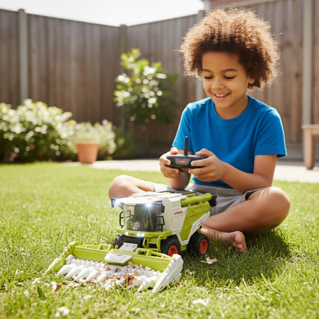 Tracteur Télécommandé RC Moissonneuse à Maïs 1:24 – 8 Canaux & Batterie Rechargeable