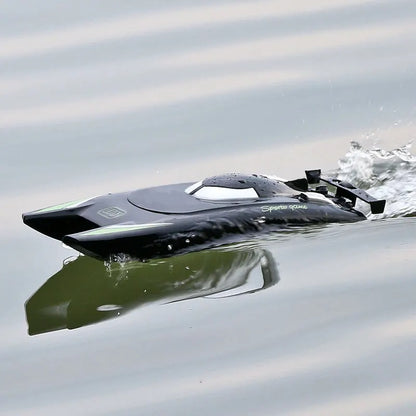 Bateau Télécommandé de Course Noir RC Haute Vitesse – Double Moteur, Étanche & Ultra Puissant